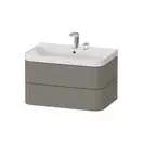 Тумба подвесная с раковиной c-shaped Duravit Happy D.2 Plus 77,5 х 49 см, каменно-серый шелковисто-матовый лак (HP4347E9292) фото 1 Aquada.com.ua