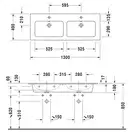 Комплект мебели тумба подвесная с двойной раковиной Duravit XSquare 128 х 47,8 см (XS417504040+2336130000) фото 4 Aquada.com.ua