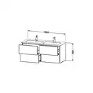 Комплект мебели тумба подвесная с двойной раковиной Duravit XSquare 128 х 47,8 см (XS417509797+2336130000) фото 3 Aquada.com.ua