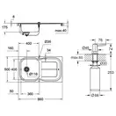 GROHE Мийка для кухні 860 x 500 мм з ексцентриком, 1 чаша, матова (31563SD0)