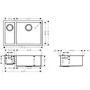 Hansgrohe S71 S719-U655 Кухонна мийка, 2 чаші, сталь (43429800)