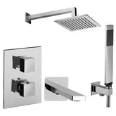 Душевая система Paffoni Shower скрытого монтажа с термостатом с верхним душем 200х200 мм с изливом на ванную (цвет - хром) (DS3HoleTV)