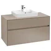 Тумба под умывальник с LED подсветкой 100 см Villeroy & Boch Collaro (Truffle Grey) умывальник в центре (C016L0VG)