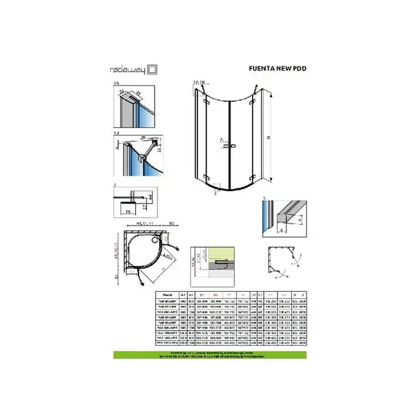 Душевая кабина Radaway Fuenta New PDD 100 L (профиль - хром; стекло - прозрачное) (384003-01-01L) фото 2 Aquada.com.ua