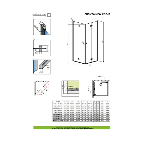 Душевая кабина Radaway Fuenta New KDD B 80 R (профиль - хром; стекло - прозрачное) (384070-01-01R) фото 3 Aquada.com.ua