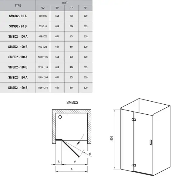 Душевые двери Ravak SmartLine SMSD2-90 (A) L (профиль - хром; стекло - Transparent (прозрачный)) (0SL7AA00Z1) фото 2 Aquada.com.ua