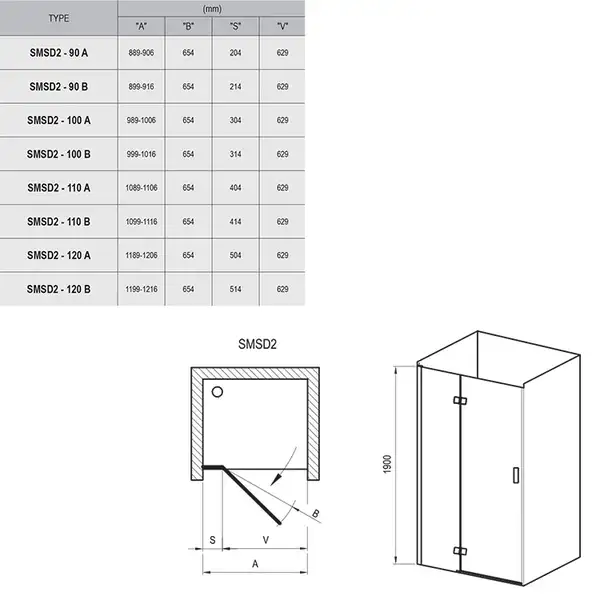 Душевые двери Ravak SmartLine SMSD2-100 (A) P (профиль - хром; стекло - Transparent (прозрачный)) (0SPAAA00Z1) фото 2 Aquada.com.ua