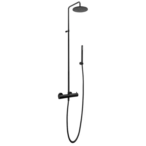 Душевая система с термостатом Paffoni Light (цвет - чёрный матовый) (ZCOL684LIQNO) фото 1 Aquada.com.ua