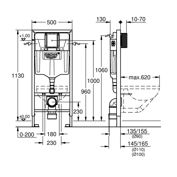 GROHE инсталляция для подвесного  унитаза Rapid SL 3в1 (39504000) фото 2 Aquada.com.ua
