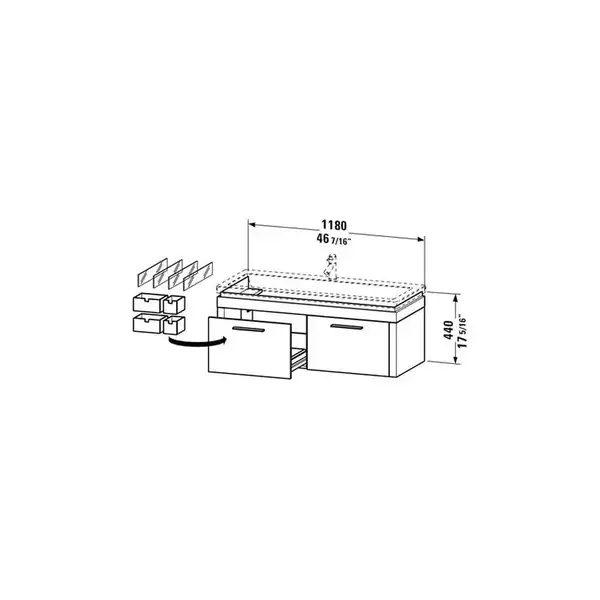 Тумба подвесная Duravit 2nd Floor 1180х490 мм белая глянцевая (2F644808585) фото 2 Aquada.com.ua