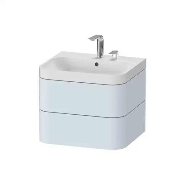 Тумба подвесная с раковиной c-shaped Duravit Happy D.2 Plus 57,5 х 49 см, светло-голубой шелковисто-матовый лак (HP4345E9797) фото 1 Aquada.com.ua