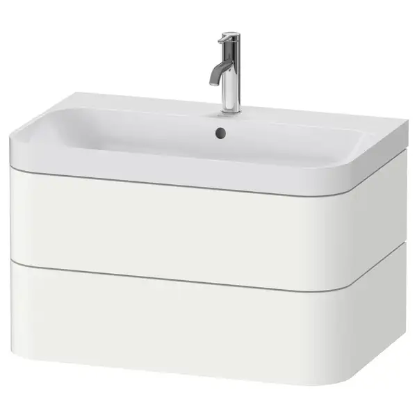 Тумба подвесная с раковиной c-shaped Duravit Happy D.2 Plus 77,5 х 49 см, белый шелковисто-матовый лак (HP4347E3636) фото 1 Aquada.com.ua