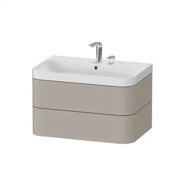 Тумба подвесная с раковиной c-shaped Duravit Happy D.2 Plus 77,5 х 49 см, серо-коричневый шелковисто-матовый лак (HP4347E6060) фото 1 Aquada.com.ua