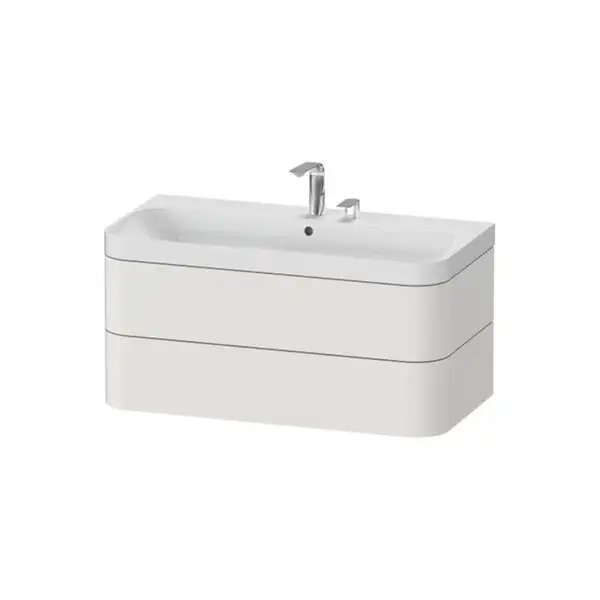 Тумба подвесная с раковиной c-shaped Duravit Happy D.2 Plus 97,5 х 49 см, скандинавский белый шелковисто-матовый лак (HP4348E3939) фото 1 Aquada.com.ua