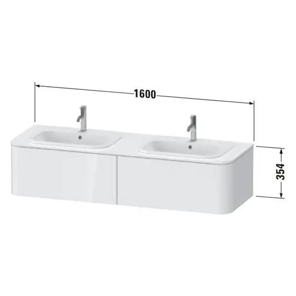 Тумбочка для подвесной консоли Duravit Happy D.2 Plus 160 х 55 см, графит суперматовый (HP4956B8080) фото 2 Aquada.com.ua