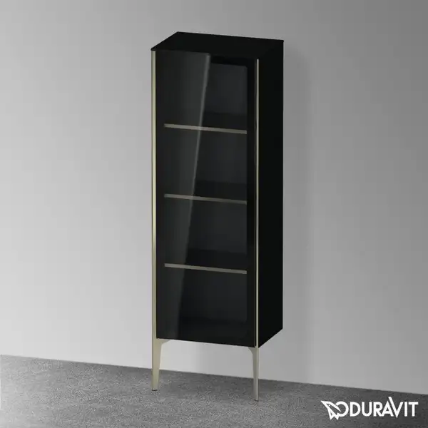 Шкафчик напольный со стеклянными дверцами Duravit XViu 50 x 36 х h157 см, чёрный глянцевый (XV1368LB140) фото 2 Aquada.com.ua