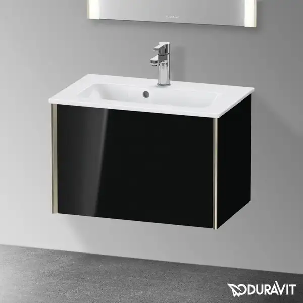 Тумба подвесная компакт, под раковину Duravit XViu 61 x 39 см, чёрный глянцевый (XV40780B140) фото 2 Aquada.com.ua