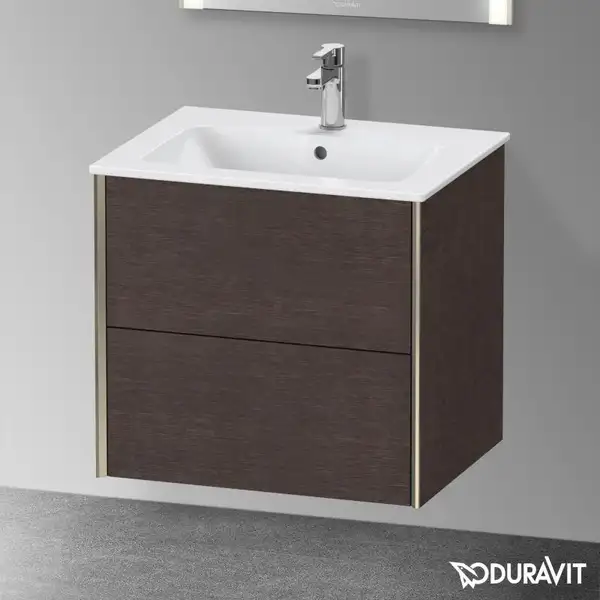 Тумба подвесная под раковину Duravit XViu 61 x 48 см, дуб тёмный брашированный (XV41250B172) фото 2 Aquada.com.ua