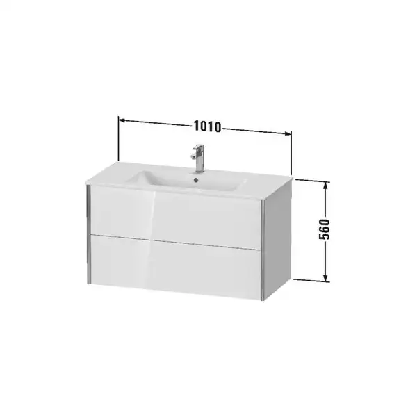 Тумба подвесная под раковину Duravit XViu 101 x 48 см, белый глянцевый (XV41270B122) фото 3 Aquada.com.ua