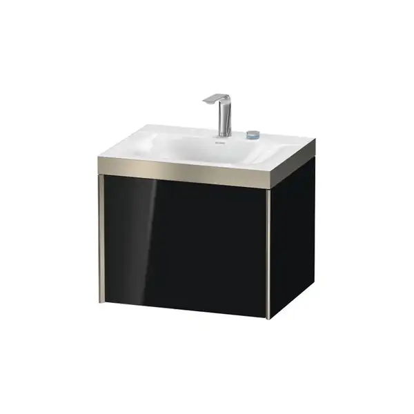 Тумба подвесная с раковиной c-bonded Duravit XViu 60 x 48 см, чёрный глянцевый (XV4609EB140P) фото 1 Aquada.com.ua