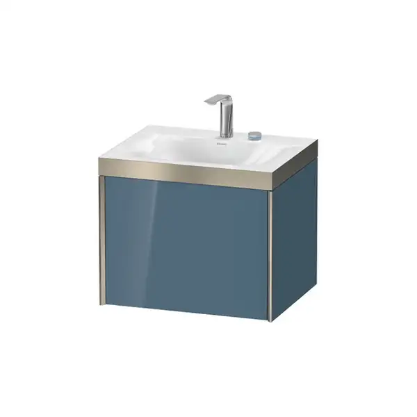Тумба подвесная с раковиной c-bonded Duravit XViu 60 x 48 см, голубой глянцевый (XV4609EB147P) фото 1 Aquada.com.ua