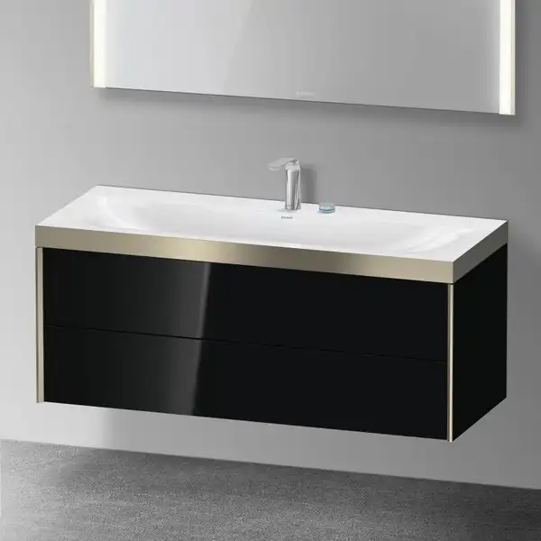 Тумба подвесная с раковиной c-bonded Duravit XViu 120 x 48 см, чёрный глянцевый (XV4617EB140P) фото 2 Aquada.com.ua