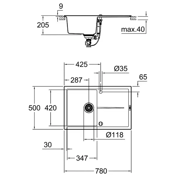 Композитна мийка для кухні Grohe K400 (31639AT0)