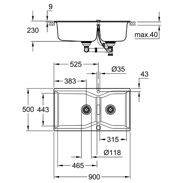 Композитна мийка для кухні Grohe K700 (31658AT0)