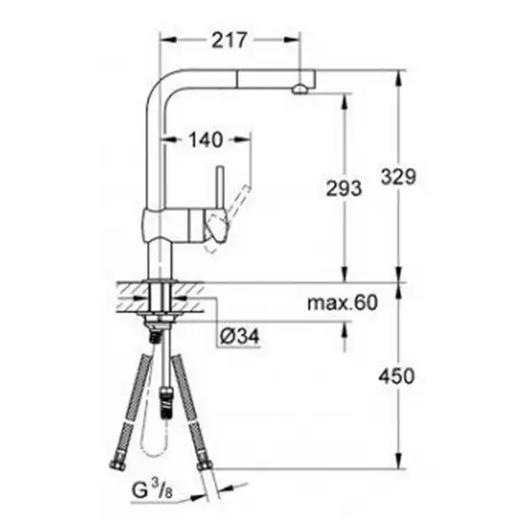 GROHE Комплект Мийка для кухні 860 x 500 мм з ексцентриком, 1 чаша + Minta Змішувач одноважільний для мийки (31573sd0) (31573SD0) фото 4 Aquada.com.ua