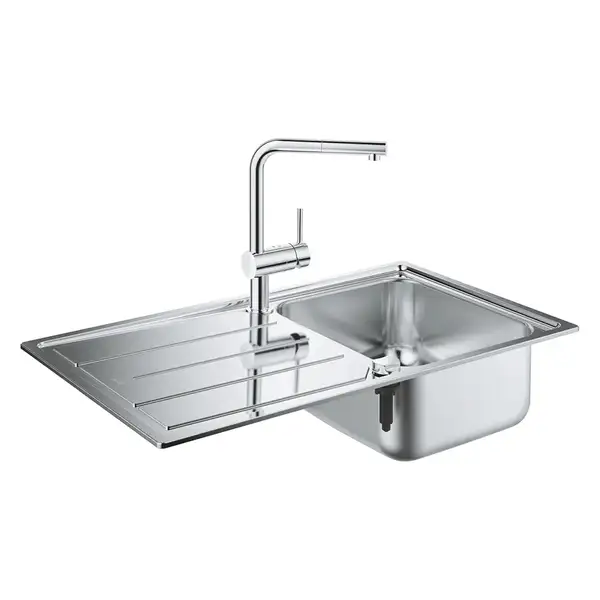 GROHE Комплект Мийка для кухні 860 x 500 мм з ексцентриком, 1 чаша + Minta Змішувач одноважільний для мийки (31573sd0) (31573SD0)