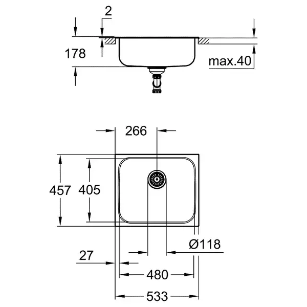 Мийка для кухні із нержавіючої сталі Grohe K200 (31719SD0)