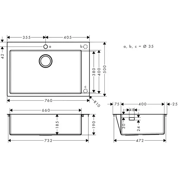 Hansgrohe S711-F660 Кухонна мийка, нержавіюча сталь (43302800)