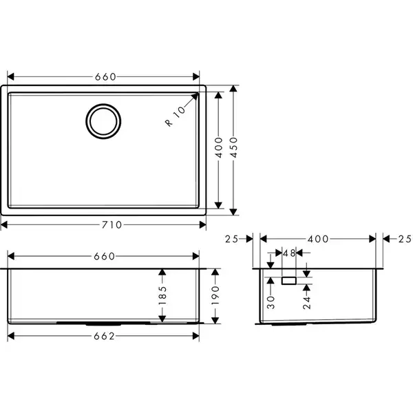 Hansgrohe S719-U660 Мийка кухонна, нержавіюча сталь (43428800)