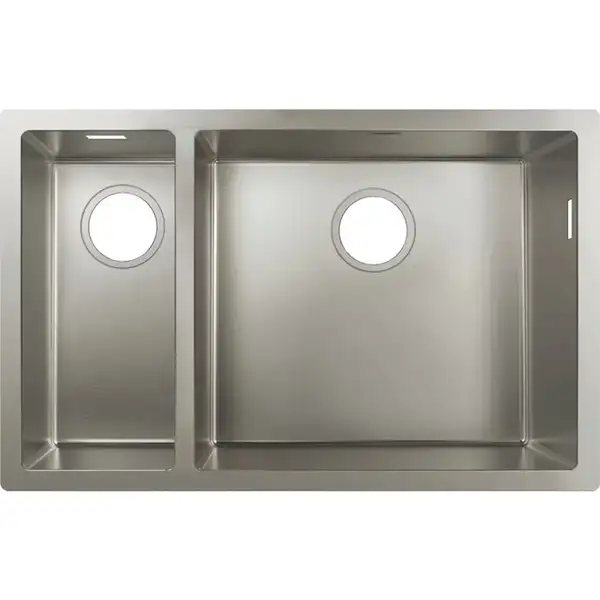 Hansgrohe S71 S719-U655 Кухонна мийка, 2 чаші, сталь (43429800)