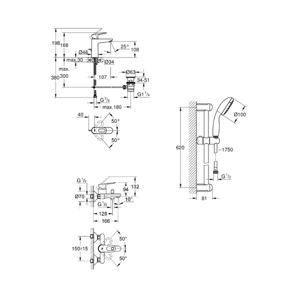Набір змішувачів для ванни M-Size Grohe BauLoop (123215M)