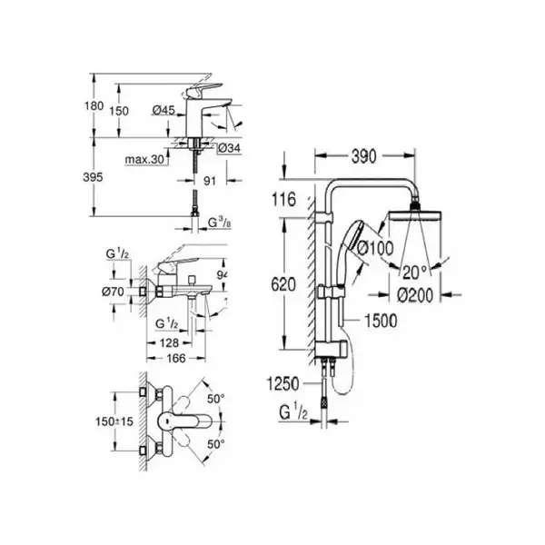 Grohe BauEdge набор для ванны 3 в 1 (12336TS) (12336TS) фото 2 Aquada.com.ua