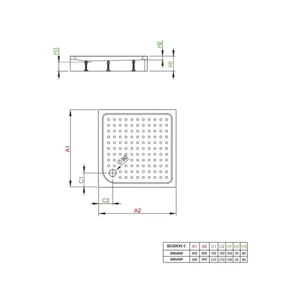 Душевой поддон Radaway Rodos C 900x900 мм (4K99155-04) фото 3 Aquada.com.ua