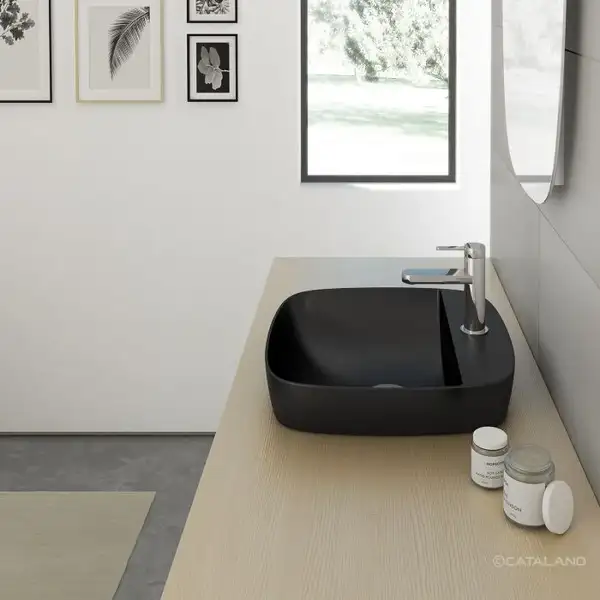 Раковина полувстраиваемая Catalano Сolori Satin black 42 х 42 см (142GRLXNNS) фото 2 Aquada.com.ua