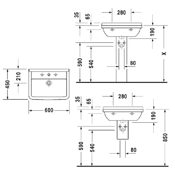 Раковина Duravit Starck 3 60х45 см (0300600000) фото 4 Aquada.com.ua