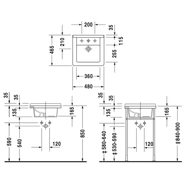 Встраиваемая раковина Duravit Starck 3 480 х 465 мм (0303480000) фото 3 Aquada.com.ua
