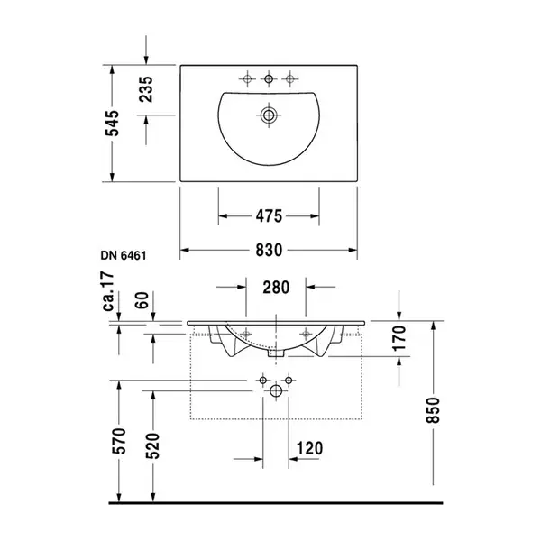 Раковина для мебели Duravit Darling New 830 х 545 мм (0499830000) фото 3 Aquada.com.ua
