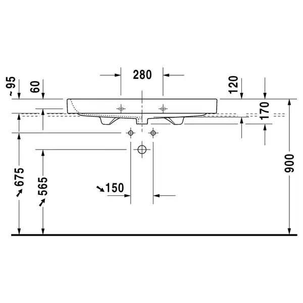 Раковина Duravit Happy D.2 100х50,5 см (с 1 отв. под смеситель, шлифованная) (2318100027) фото 2 Aquada.com.ua