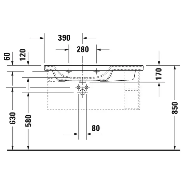 Раковина для мебели Duravit DuraStyle 100 х 48 см (2326100000) фото 3 Aquada.com.ua