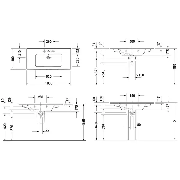 Раковина мебельная Duravit Me by Starck 63 x 49 см (2336630000) фото 2 Aquada.com.ua