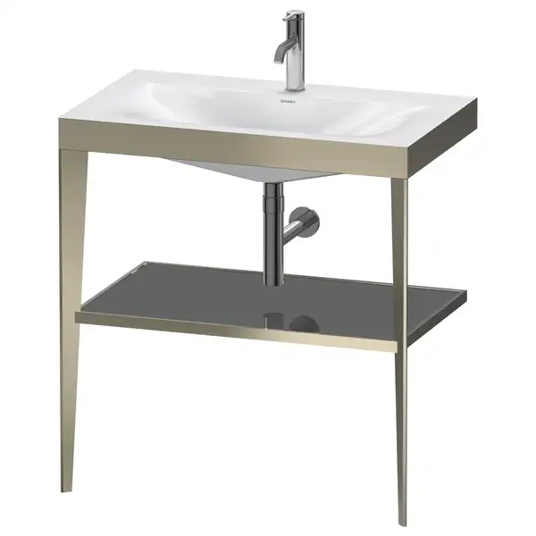 Металлическая консоль с раковиной c-bonded Duravit XViu 80 х 48 х h85 см, матовое шампанское/серый (XV4715OB189) фото 1 Aquada.com.ua