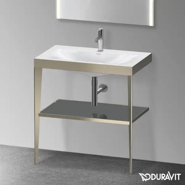 Металлическая консоль с раковиной c-bonded Duravit XViu 80 х 48 х h85 см, матовое шампанское/серый (XV4715OB189) фото 2 Aquada.com.ua
