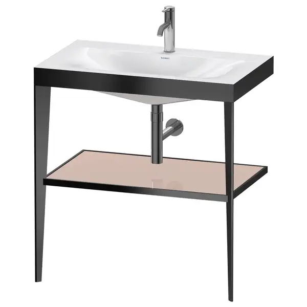Металлическая консоль с раковиной c-bonded Duravit XViu 80 х 48 х h85 см, чёрный матовый/абрикосовый жемчуг (XV4715OB210) фото 1 Aquada.com.ua