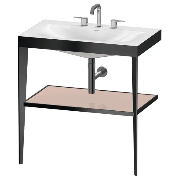 Металлическая консоль с раковиной c-bonded Duravit XViu 80 х 48 х h85 см, чёрный матовый/абрикосовый жемчуг (XV4715TB210) фото 1 Aquada.com.ua