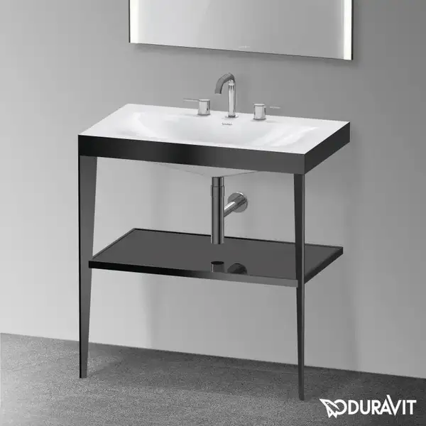 Металлическая консоль с раковиной c-bonded Duravit XViu 80 х 48 х h85 см, чёрный матовый/чёрный глянецевый (XV4715TB240) фото 2 Aquada.com.ua
