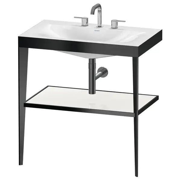 Металлическая консоль с раковиной c-bonded Duravit XViu 80 х 48 х h85 см, чёрный матовый/белый глянцевый (XV4715TB285) фото 1 Aquada.com.ua